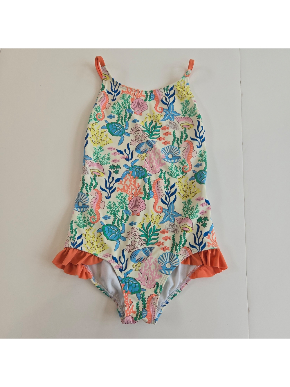 Mini Boden Girls 7-8Y Pretty Cross-Back One Piece Swimsuit Multi Coral Cove Swim
